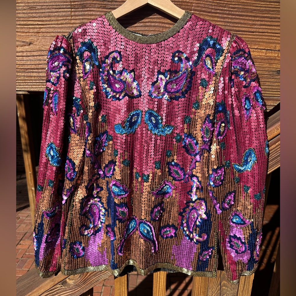 1980s Vintage Francis Wright Custom Handcrafted Statement Top